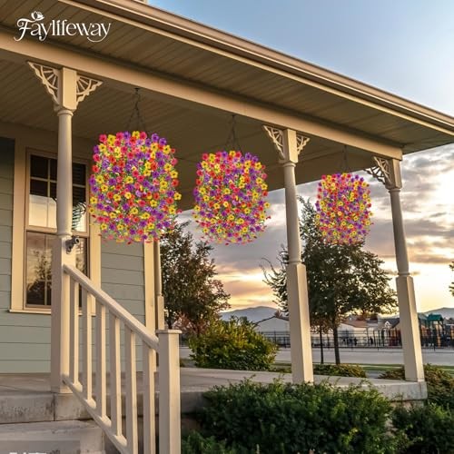 Artificial Hanging Flowers for Outdoors Spring Summer 8PCS Summer Color