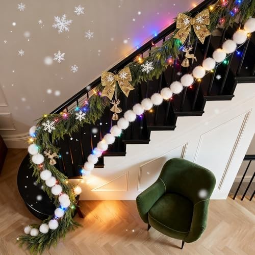 Artificial Norfolk Pine Garlands, Christma Real Touch Winter Pine 9Ft 1