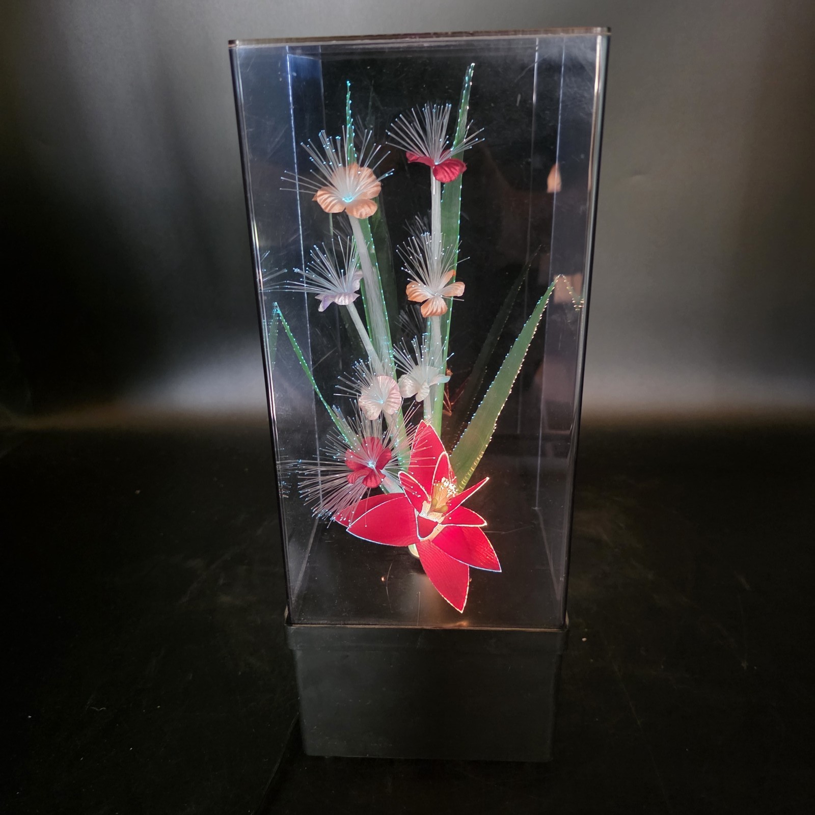 Vintage Fiber Optic Flower Musical Lamp Light Floral Display Taiwan Decor