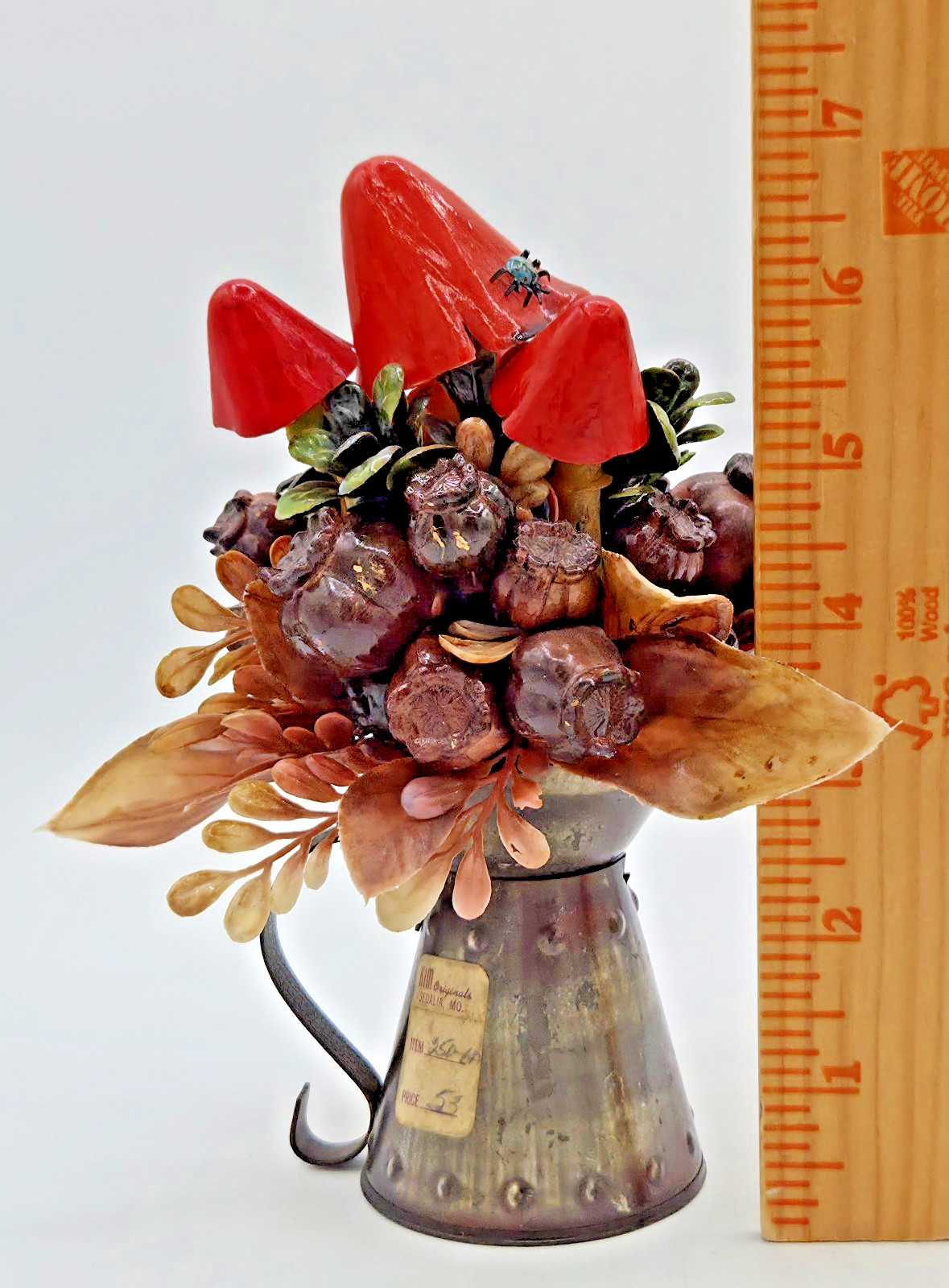 Vintage Kim Originals Mushroom Nut Floral Arrangement Hong Kong UNIQUE DECOR