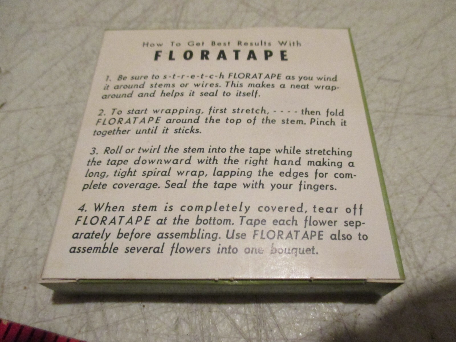 Vintage Floratape Flower Stem Wrapping, NOS, Green, 1/2×20 Yds, American Can Co.