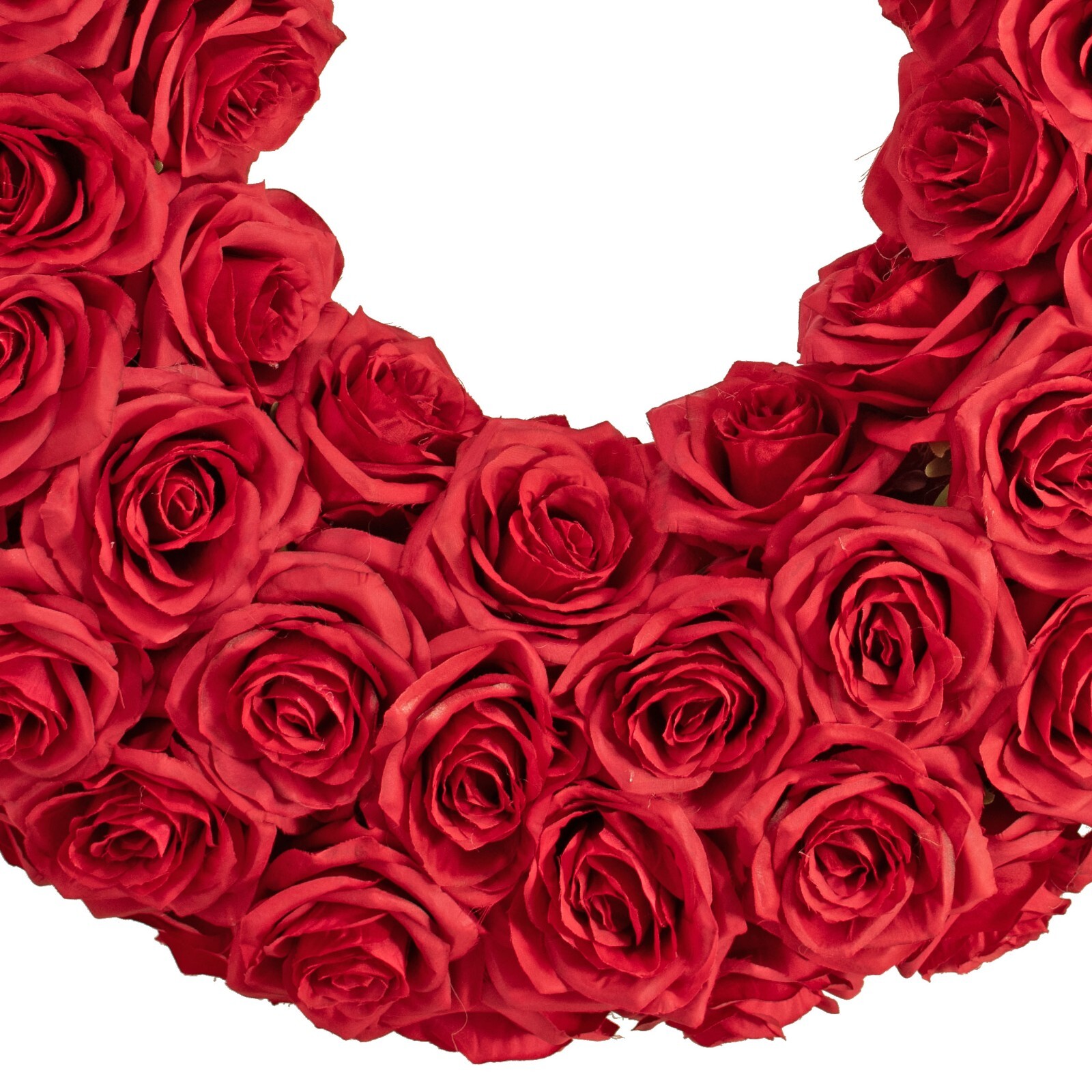 Red Rose Wreath, Artificial Rosebud Flowers, 22 Inch Diameter X 4 Inch Depth X 8
