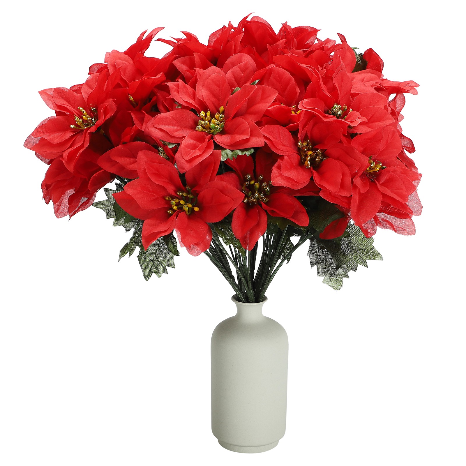6 Branches Red Poinsettia 37cm Artificial Christmas Flower Decor