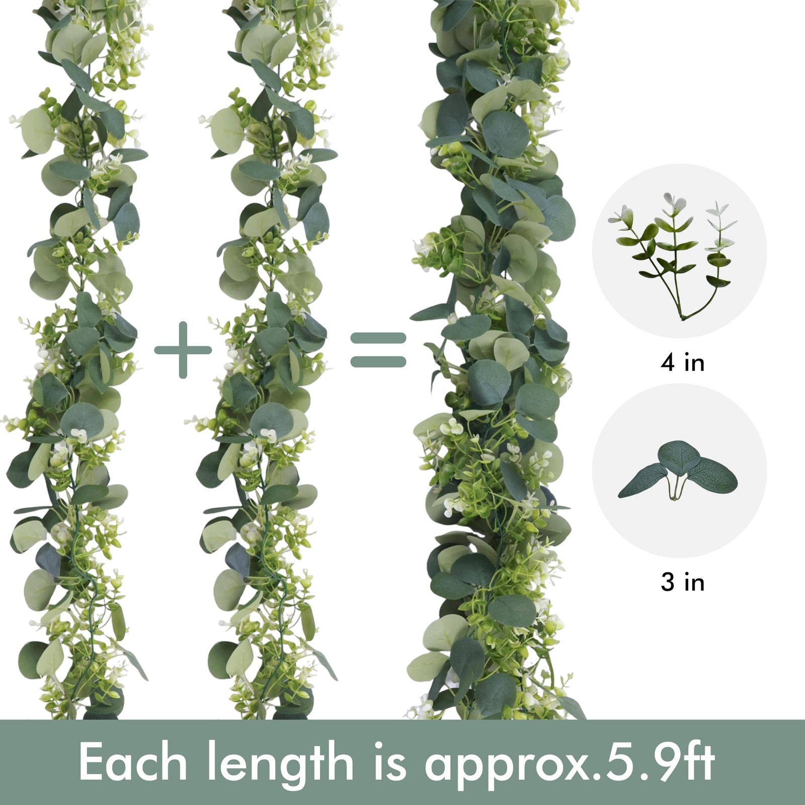 2 Pack Eucalyptus Garland 6 FT Artificial Greenery Garland Faux Silver Dollar…
