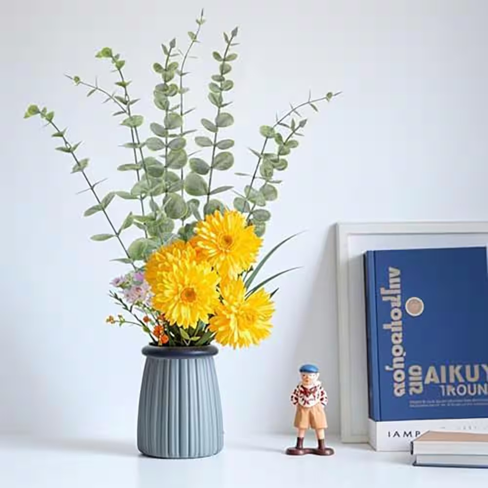 Artificial Eucalyptus Leaves Stems 14.5 In. Greenery Plant Branch Home Office We