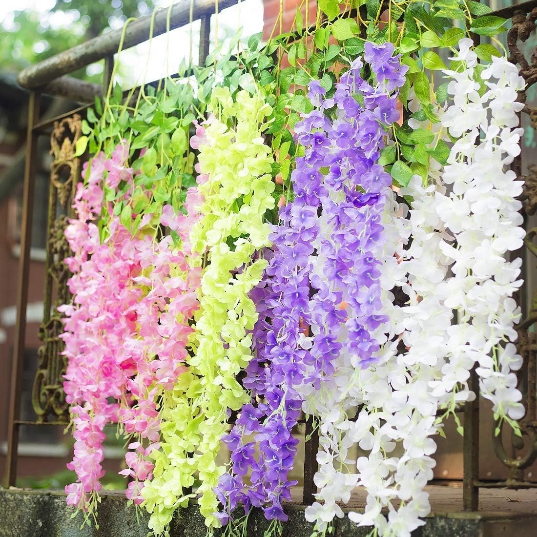 (36 Branches 12 Pack /45 inch /3.7ft Wisteria Hanging Artificial Flowers Fake…