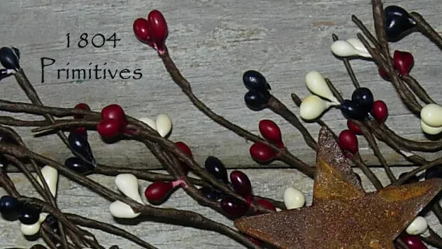40″ COUNTRY MIX Pip Berry Garland w/ Rusty Stars – AMERICANA – Red White Blue