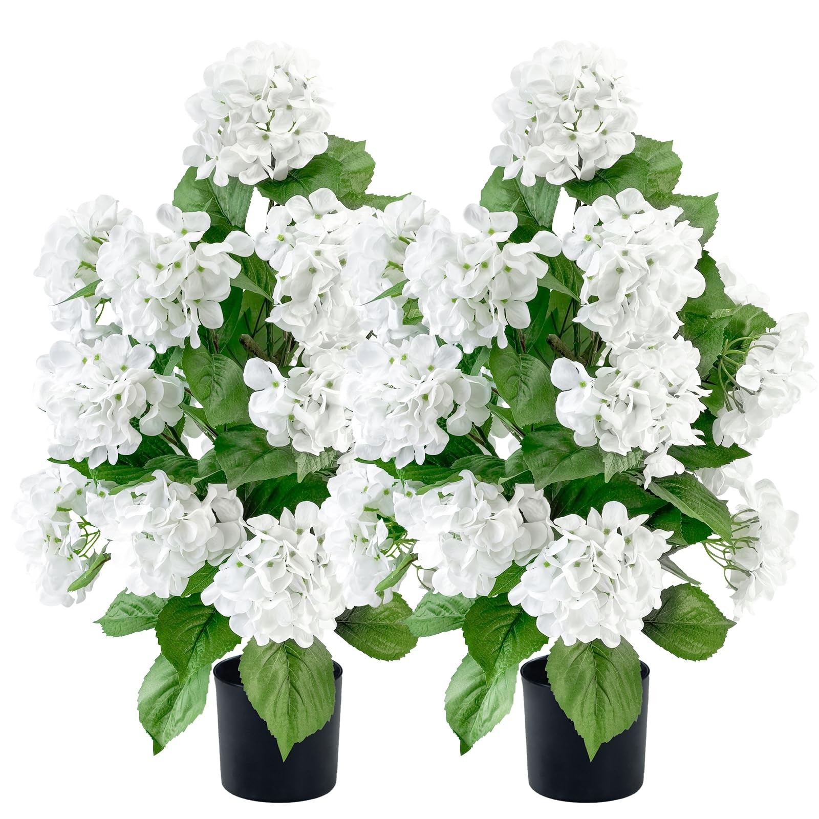 2 Pcs Artificial Hydrangea Tree 30″ Tall, Faux Silk Hydrangea Plant in Pot wi…