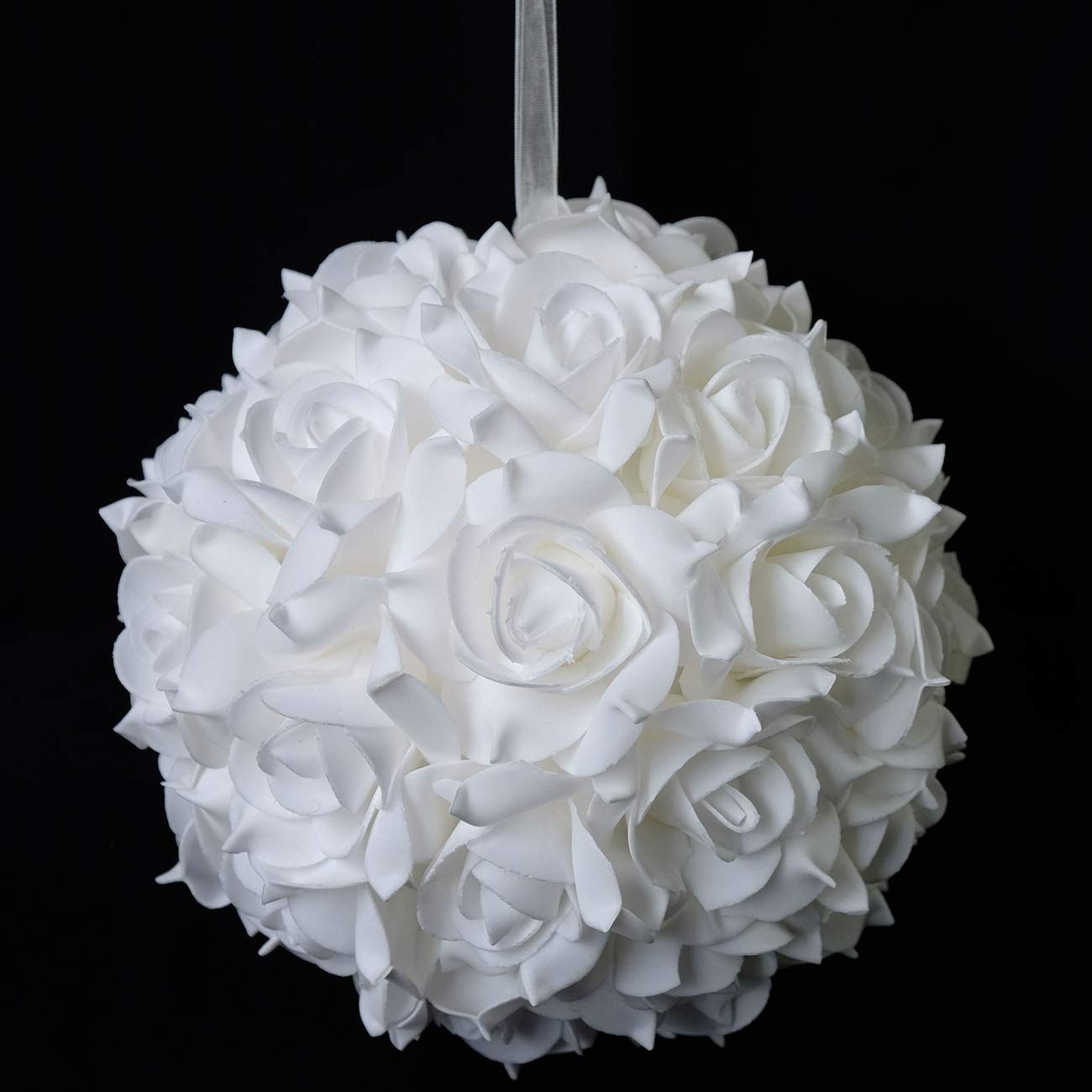 2 PCS 8 Inch White Artificial Rose Kissing Flower Ball DIY Wedding Party Decor