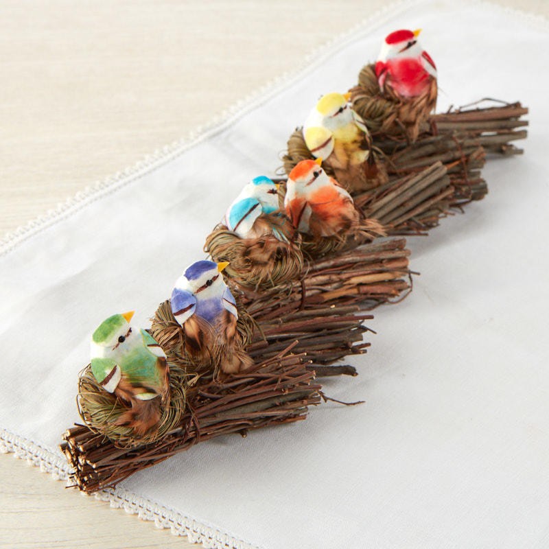 Factory Direct Craft Assorted Perched Mushroom Birds | 6 Birds