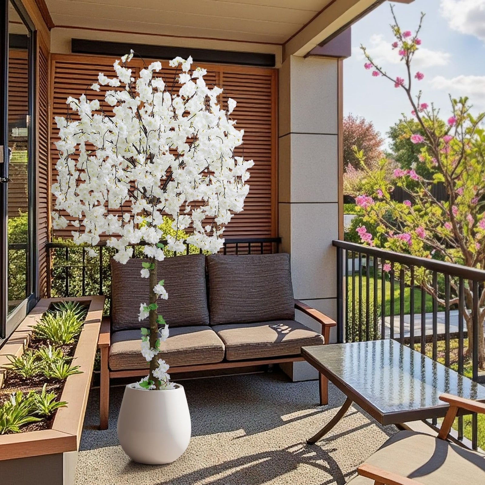 Artificial Cherry Blossom Tree, 6FT Height with 100 Lights, Faux Silk Plant i…