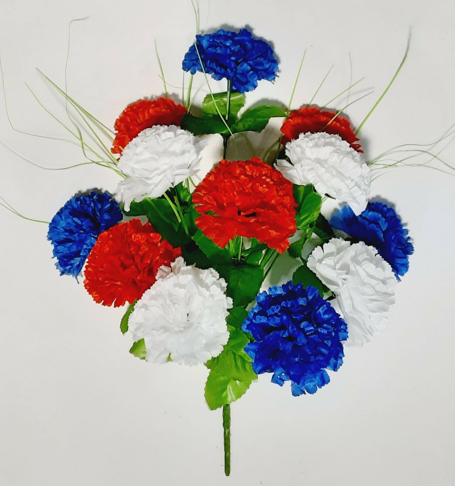 Red White & Blue Carnation 17″ Bush USA Patriotic Holiday Silk Flower In/Outdoor