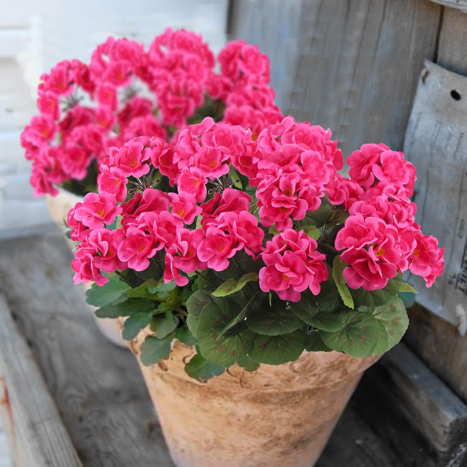 3 Pcs Artificial Geraniums Flowers Silk Geraniums for Outdoors UV Resistant R