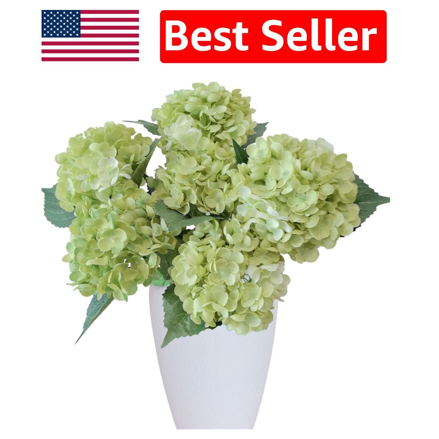 Green Hydrangea Faux Flowers – 6PCS for Beautiful Home Decor & Events