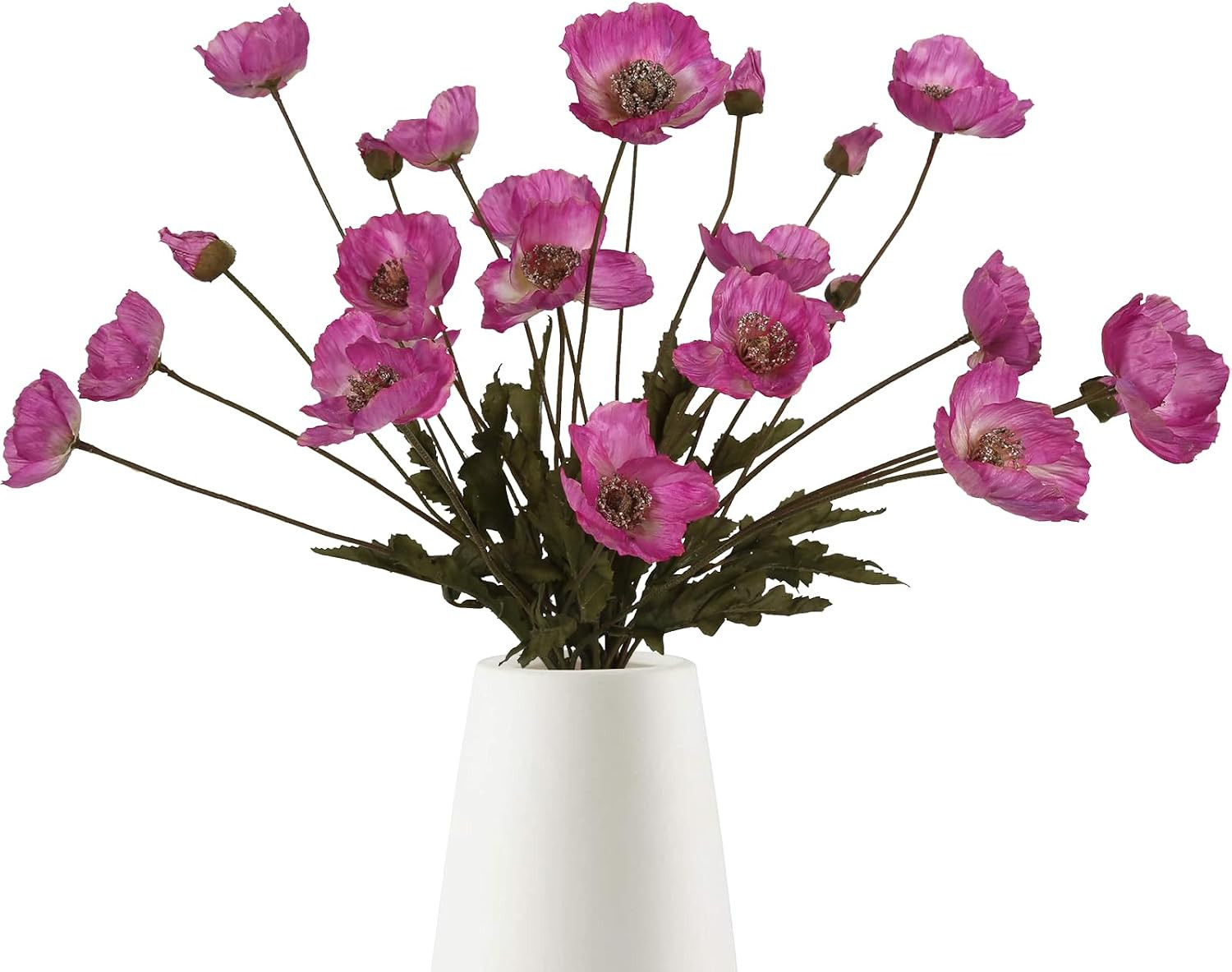 Burgundy Silk Flowers 6PCS Fake Poppies Artificial Flowers for Veterans Day Flor