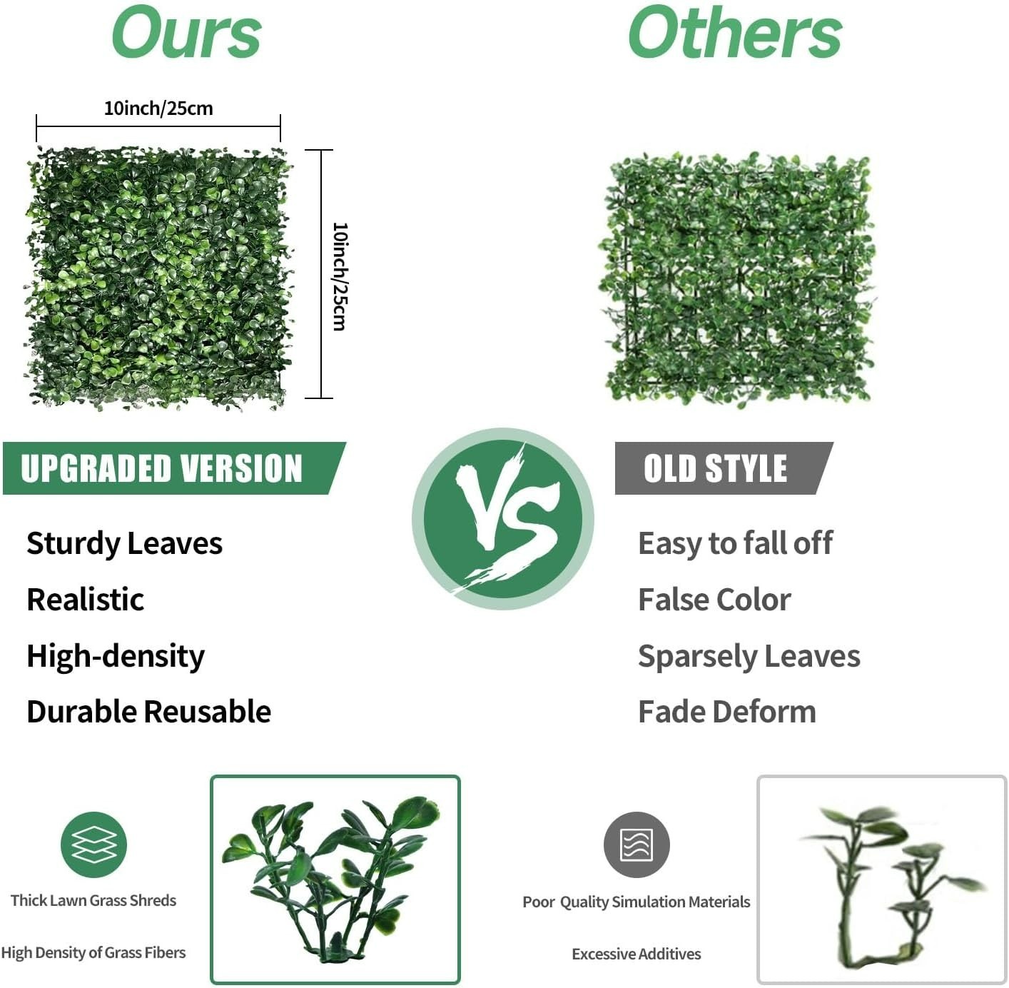 Stylish 10″x10″ Boxwood Hedge Wall Panels – Perfect for Indoor and Outdoor Decor