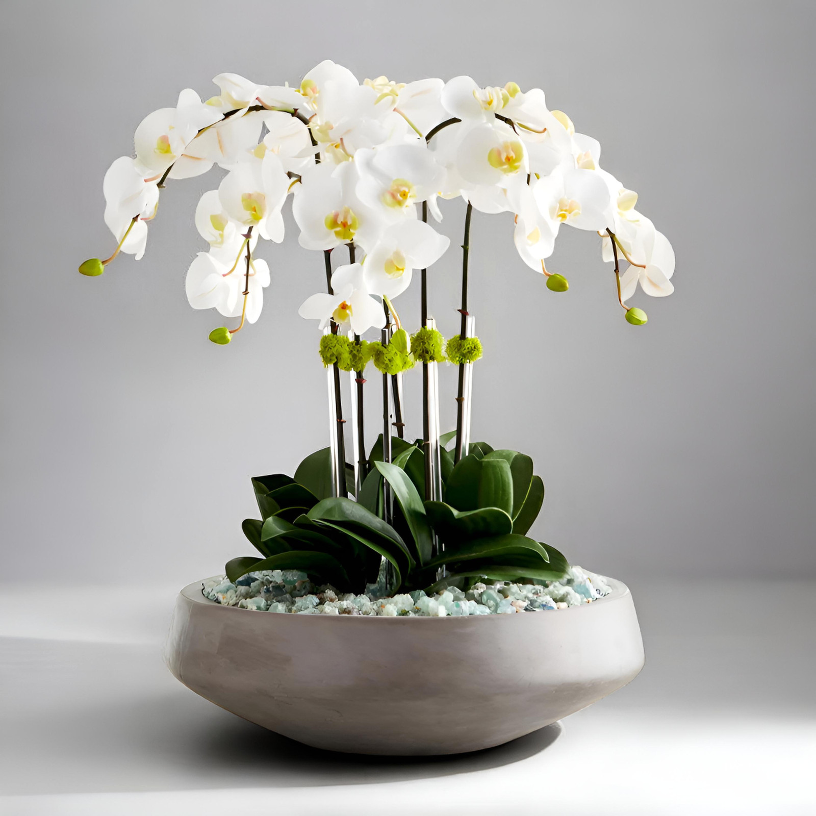 New Luxury Decorative Floral Arrangement Centerpiece with White Orchids 23″
