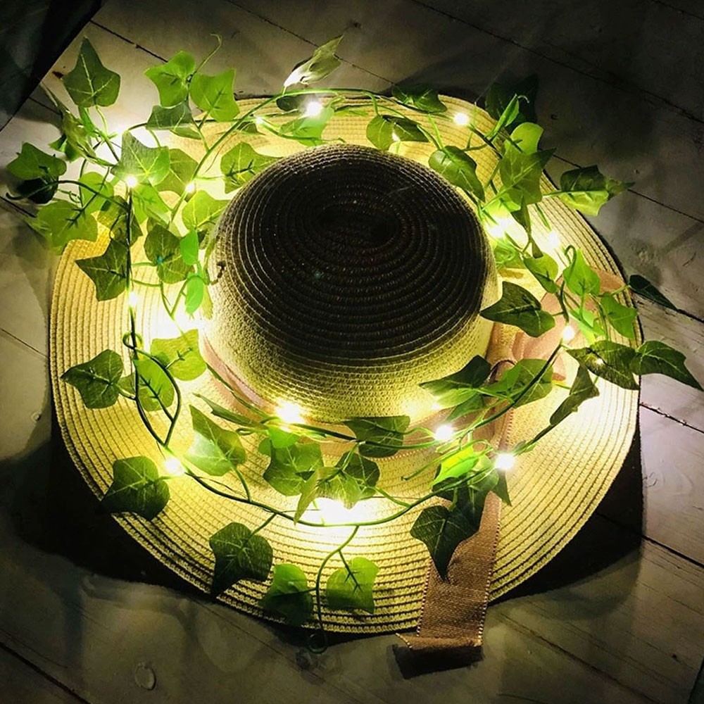2M 20 LED Ivy Leaf String Lights Vine Garland Wreath Hanging Fairy Night Lamp