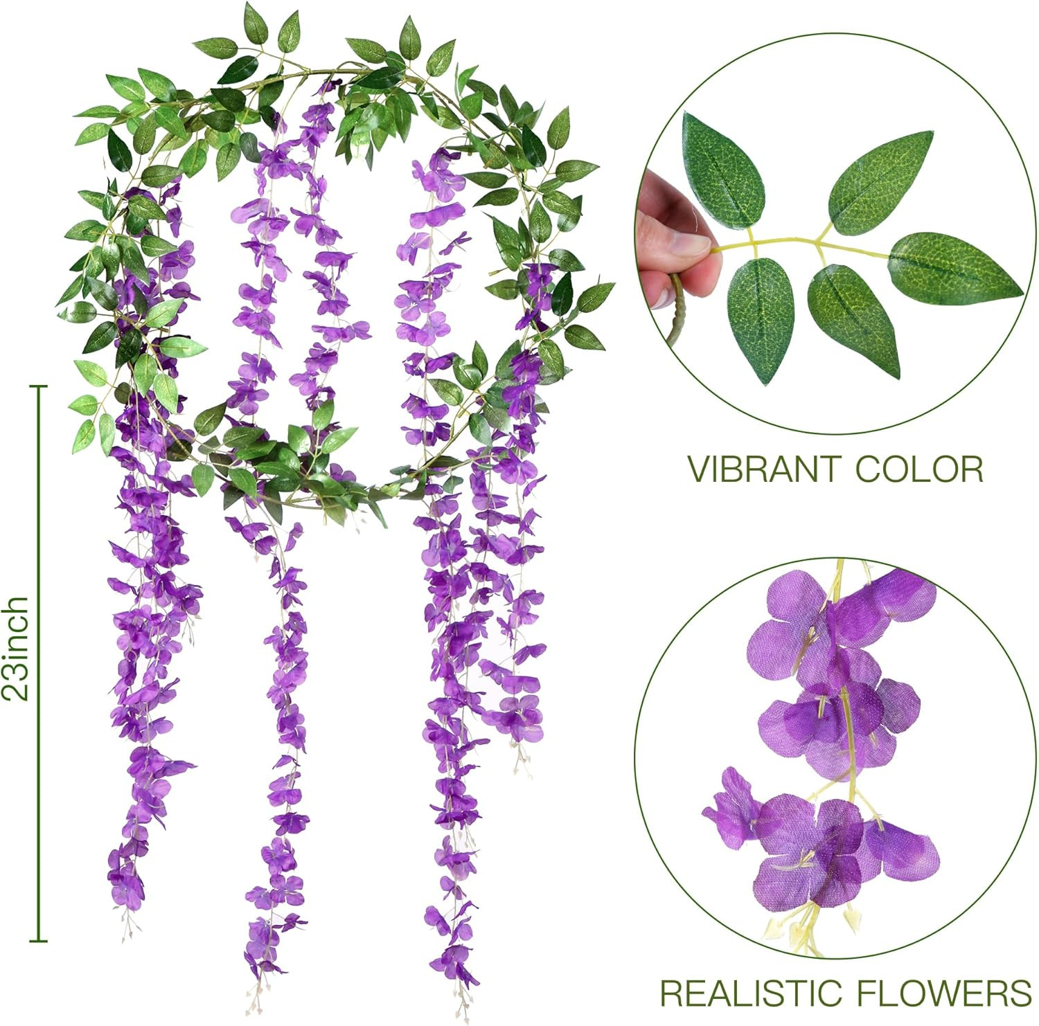 6Pcs Wisteria Garland Artificial Flowers Garland Fake Hanging Wisteria Vines Rat