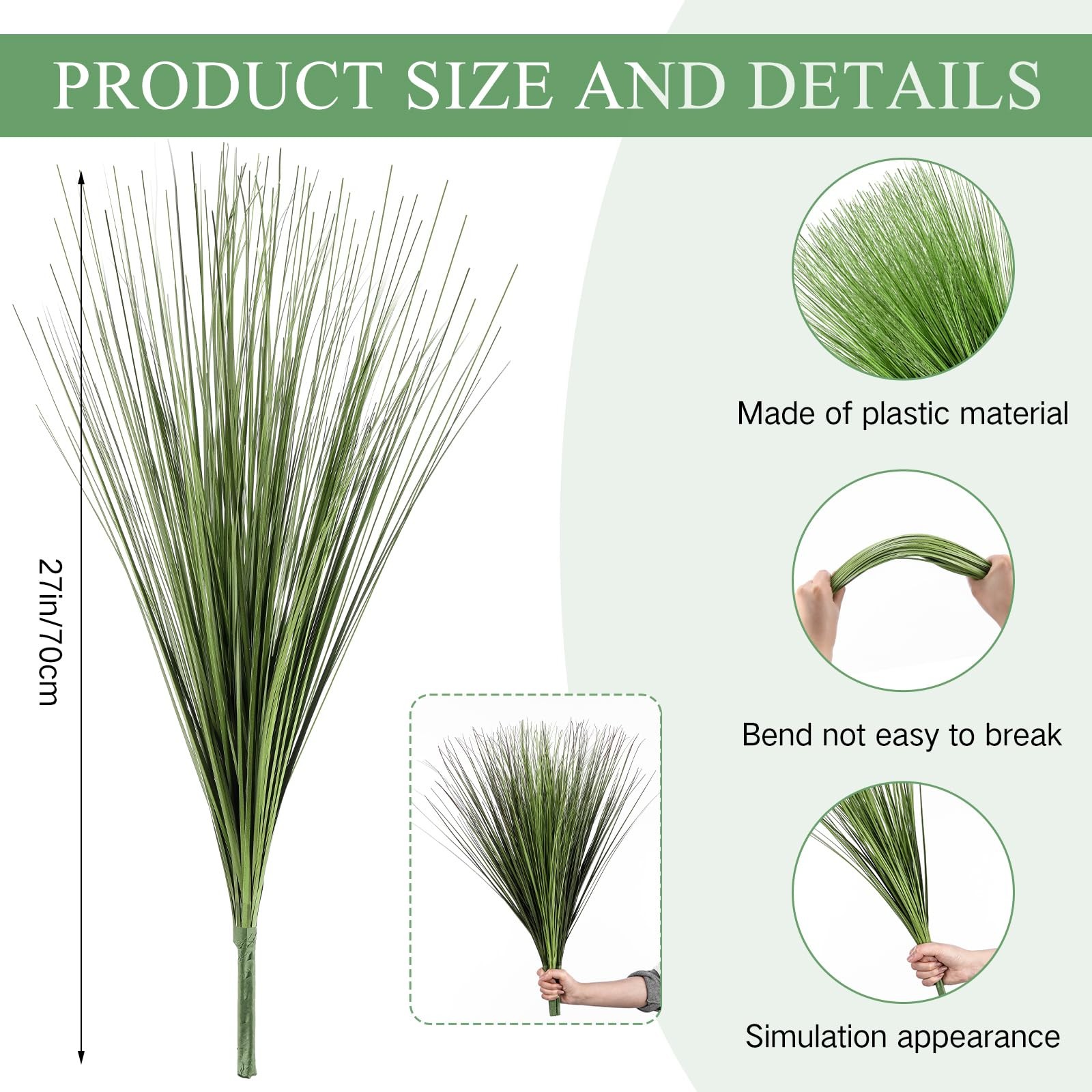 Yunlly 48 Pack 27” Artificial Plants Onion Grass Greenery Fake Tall Grass Re…