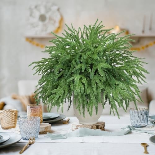 Christmas Norfolk Pine Stems, 18″ Real Touch Artificial Evergreen 24 PCS