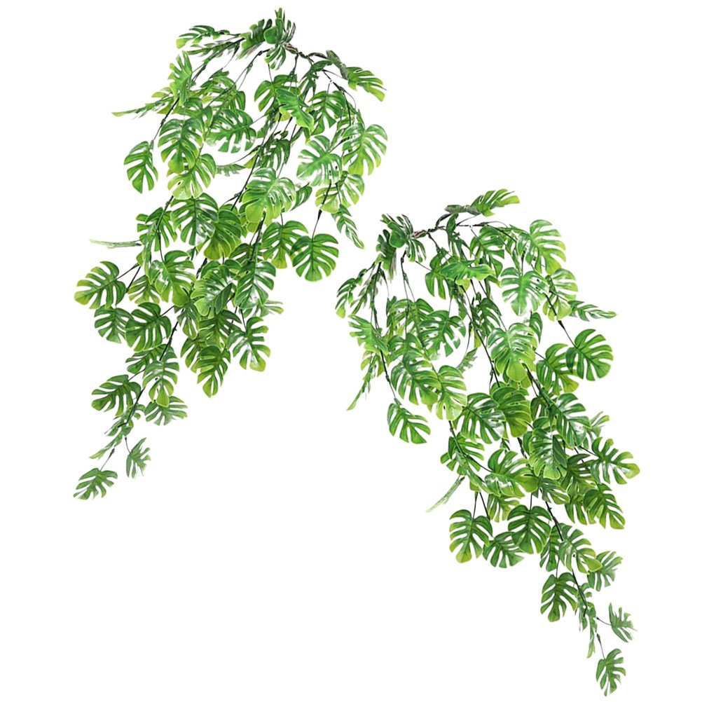2 Pcs Fake Monstera Hanging Plant Artificial Plants Indoor Realistic