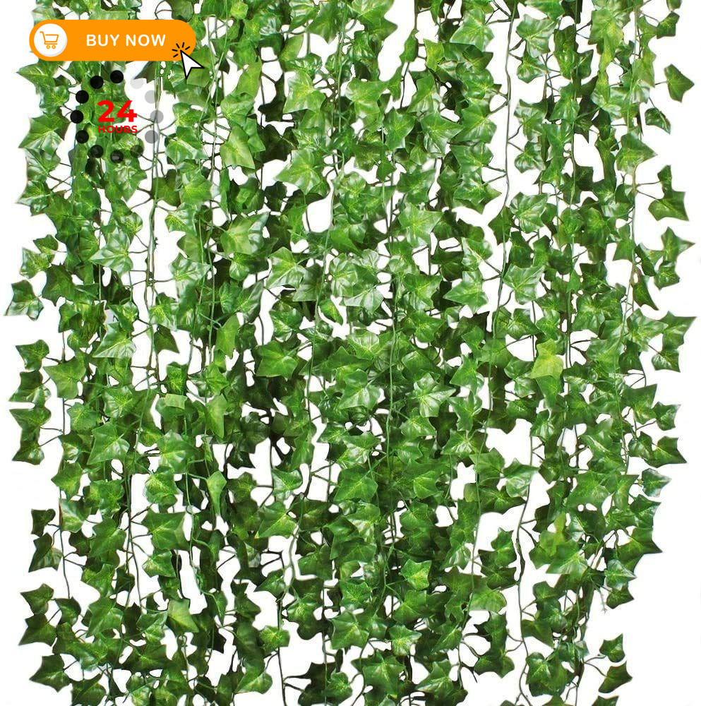 DearHouse 84 Feet 12 Strands Artificial Ivy Leaf Plants Vine 84 Feet, Green