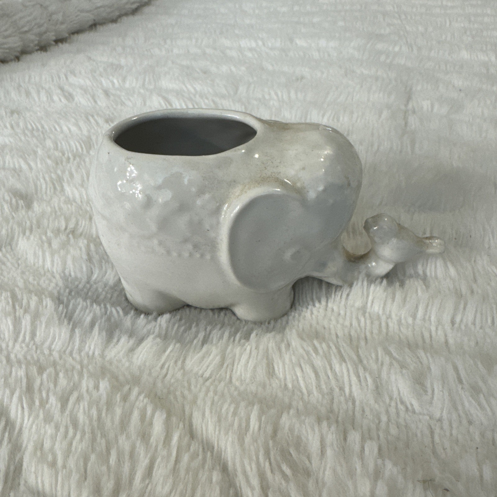 Elephant Succulent small Planter Shaped Pot Decor Home Office Desk nursery WHITE