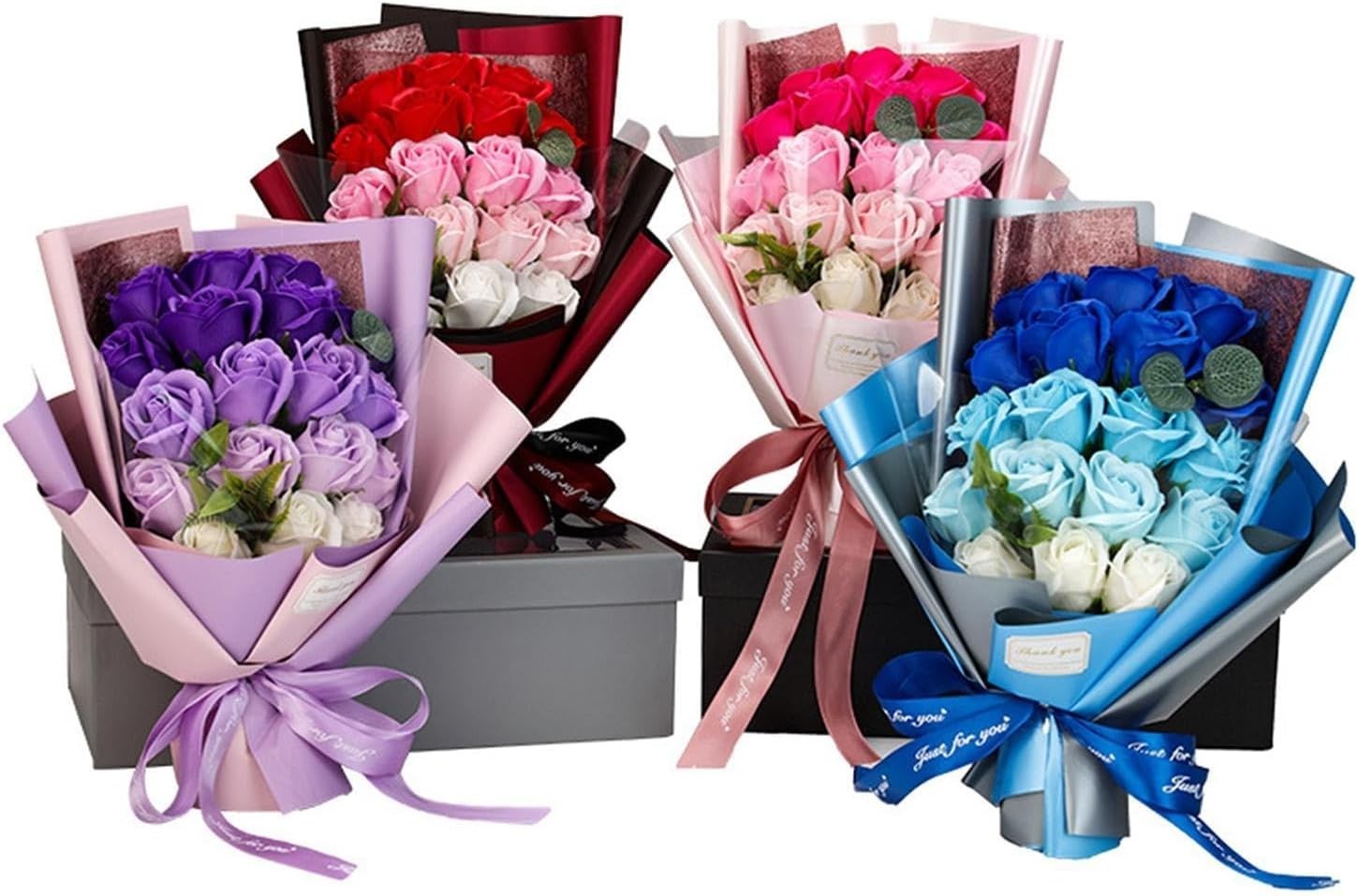 Roses Bouquet Artificial Flower – Preserved Red Rose Flowers with Love Necklace