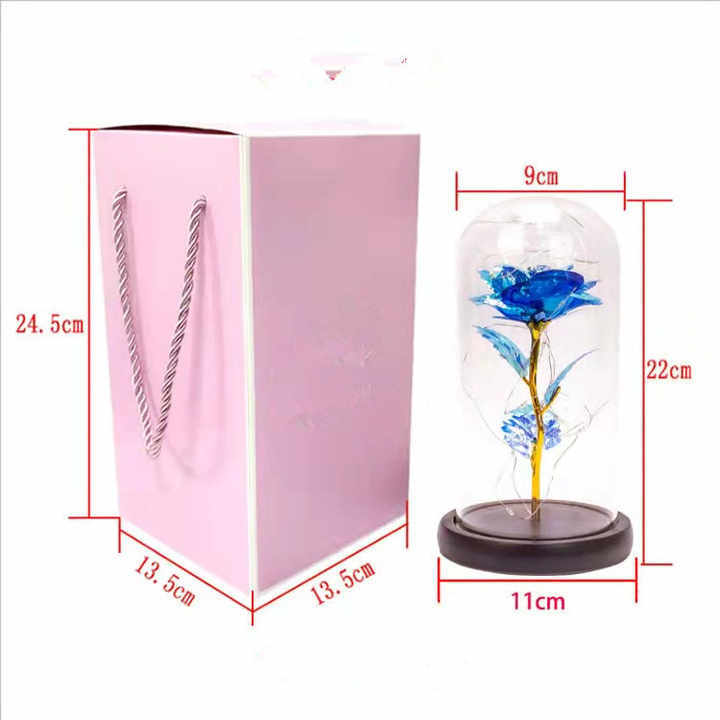 Wholesale artificial rose LED lighting, high-quality 24K rose glass cover