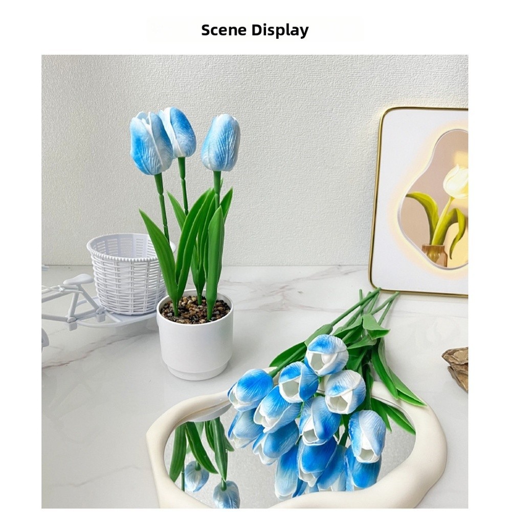Artificial Tulip with PU Pot for Nordic Aesthetic 10 10 25cm for Decor Setup