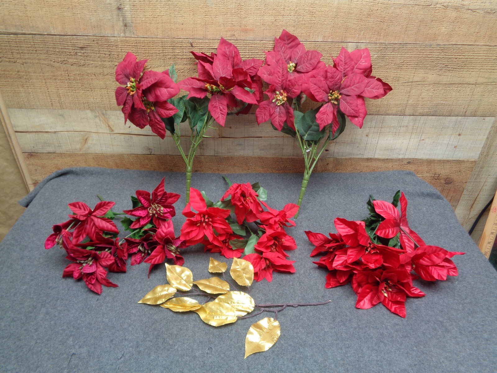 7- Poinsettia Artificial Silk Floral Stems