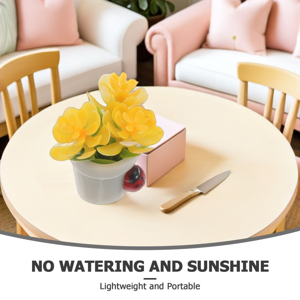 8Pcs Mini Resin Potted Flower Ornaments Assorted Color for Car Use