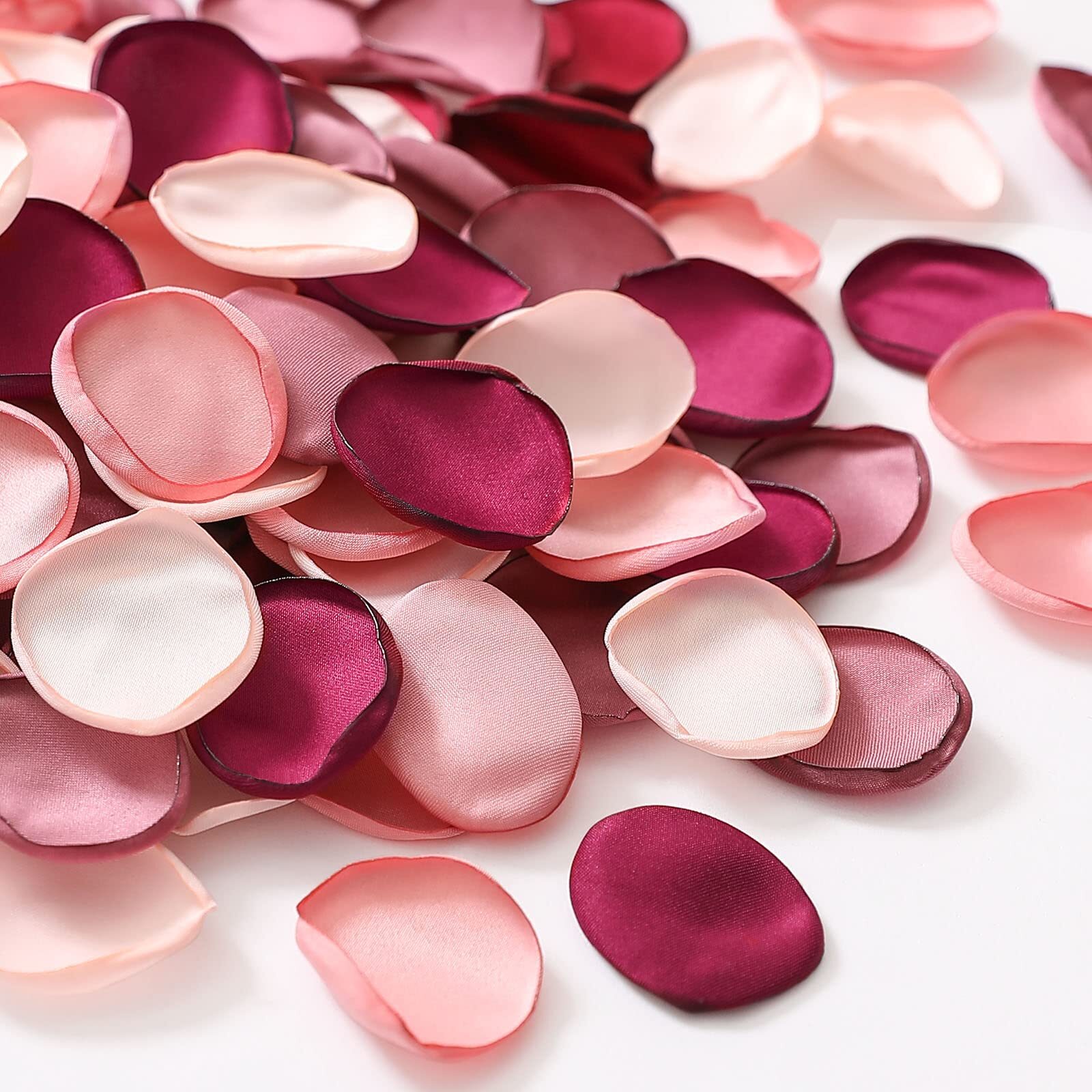 300PCS 4 Color Mix Silk Rose Petals Burgundy Pink Bridal Shower Flower Girl