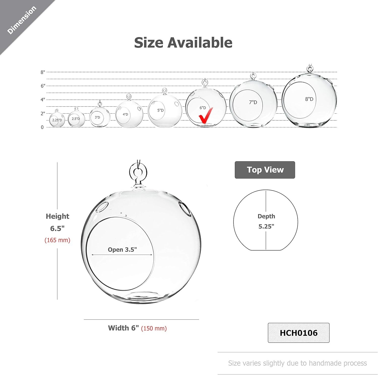 Versatile 6″ Glass Terrarium Globe – Perfect for Succulents and Candles