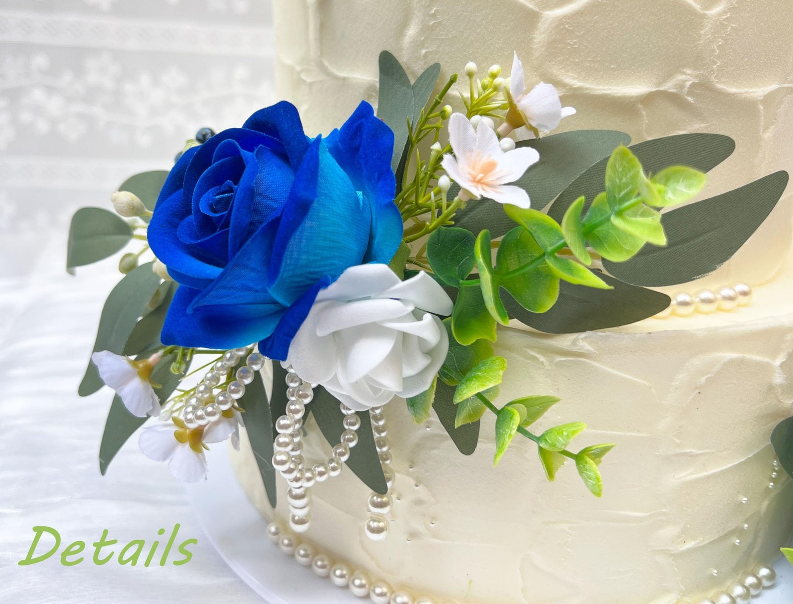 CherishedMoments 3Pcs Pre-Made Cake Flowers,Navy Blue Wedding Cake Decor