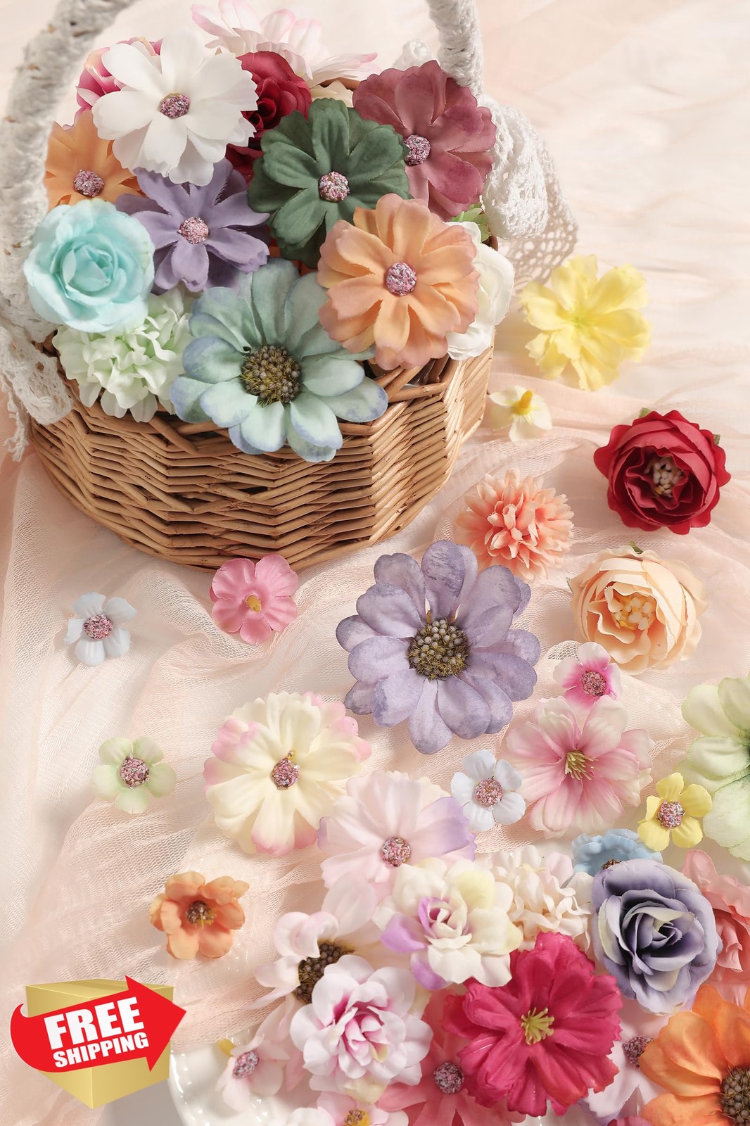 rongflower 125pc Small Silk Artificial Flower Heads Multi Color Craft DIY