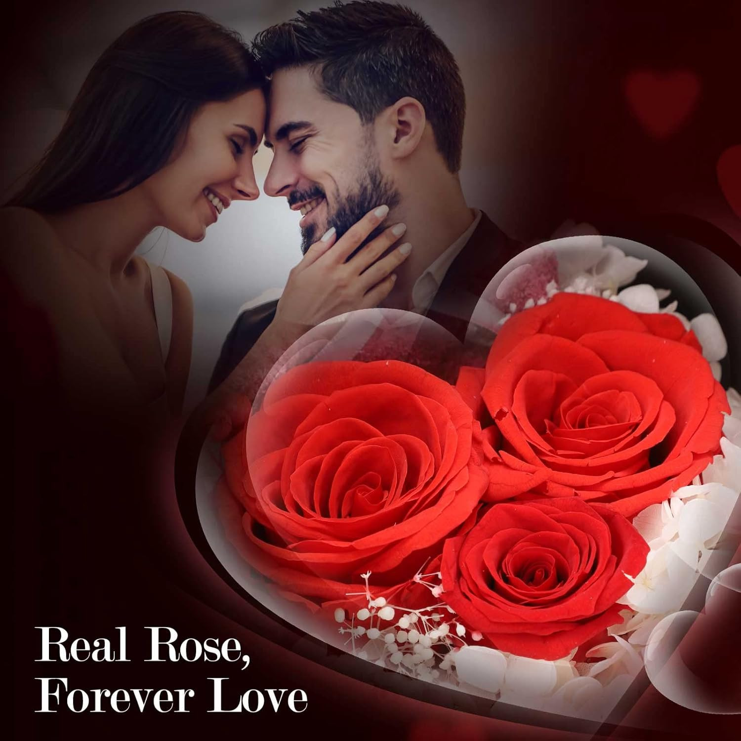 Valentine’S Day Romantic Gifts – Preserved Real Rose with I Love You Necklace in