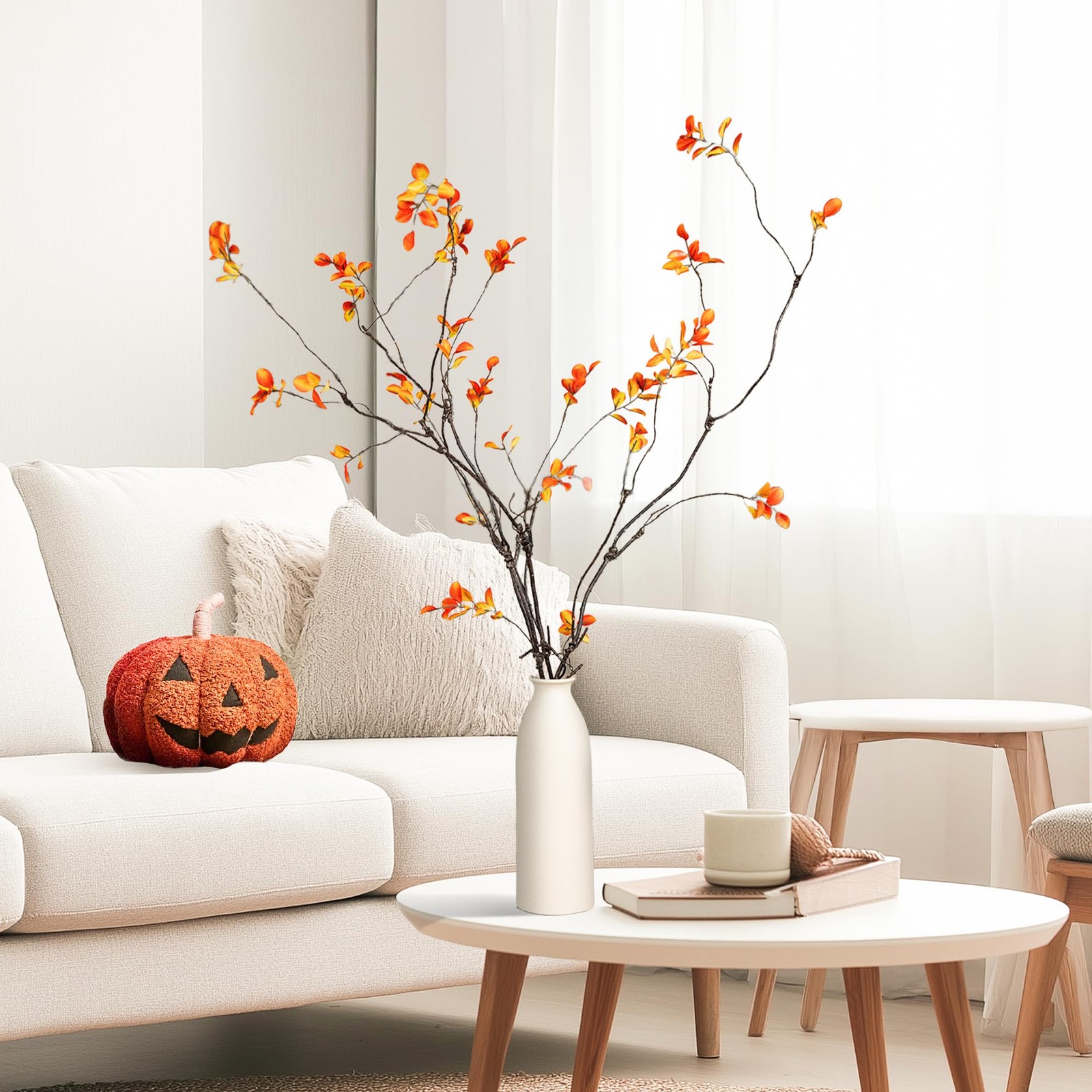 4 Pcs Fall Stems Artificial Ficus Branches – Faux Thanksgiving Stems for Vase…