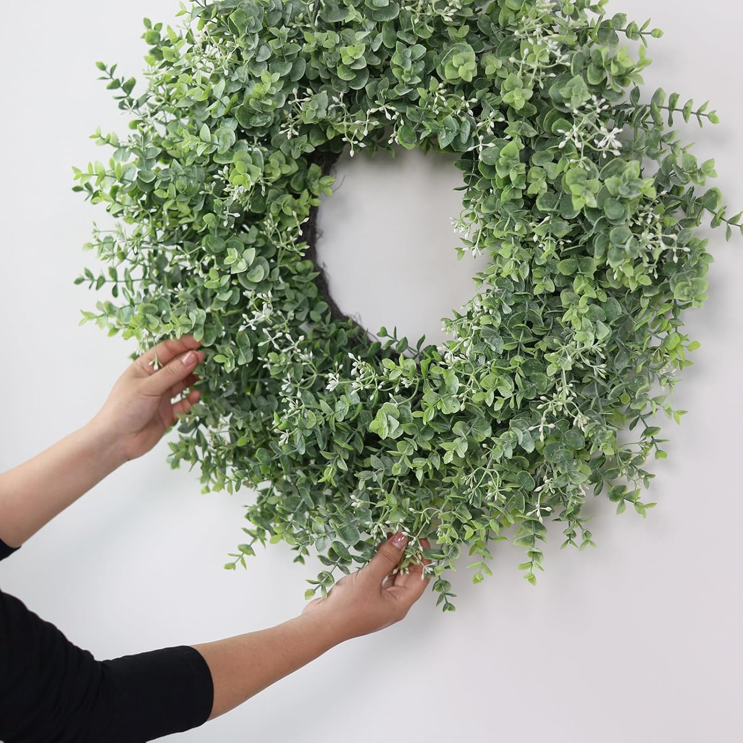 26” Eucalyptus Wreath for Front Door – Large Artificial Eucalyptus Leaves with
