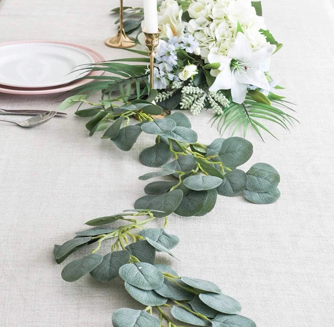 3 Pack Artificial Eucalyptus Garland 146 Leaves Greenery Silk Leaves Vines Artif