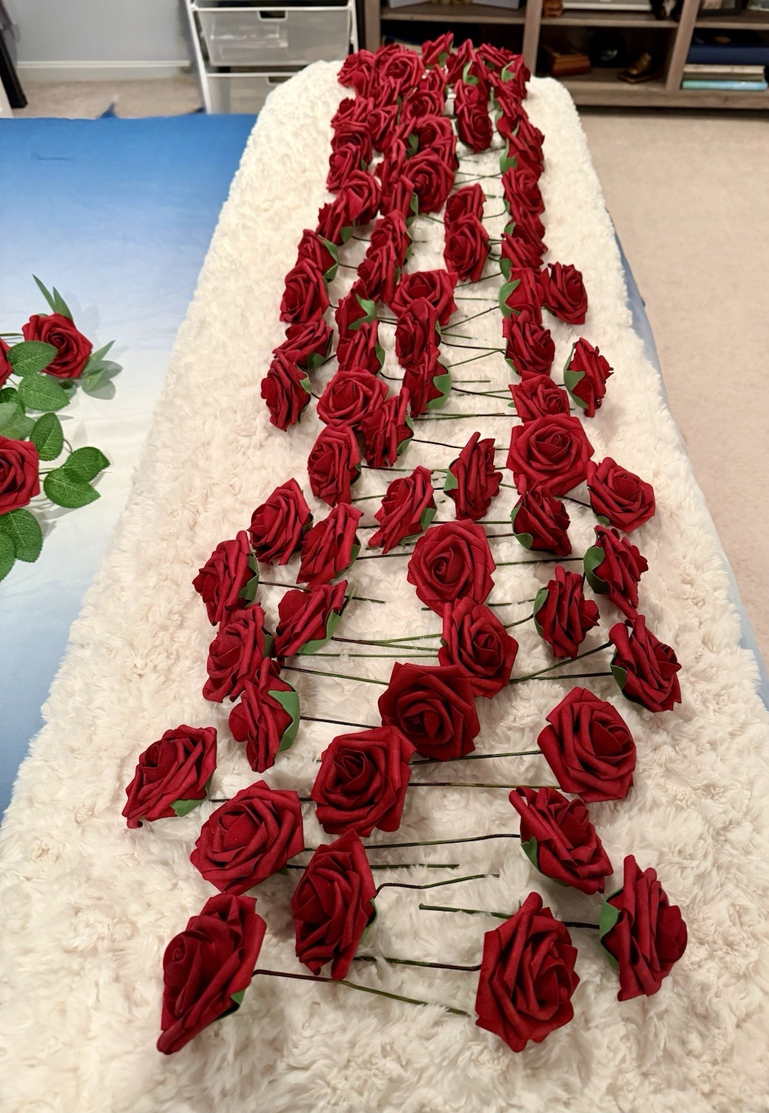 AmyHomie Artificial Real Looking Dark Red Roses For DYI/Wedding Used One Time