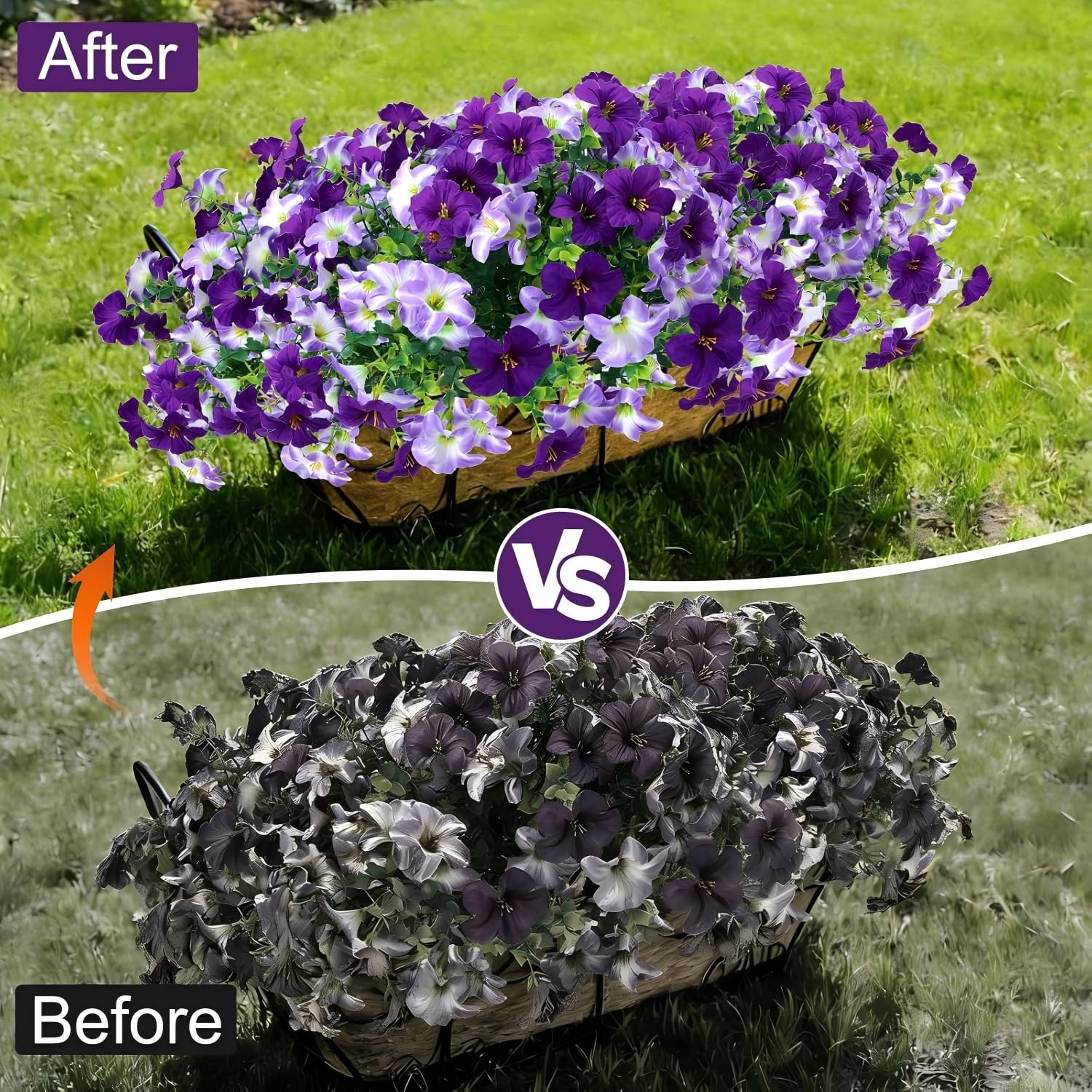 Artificial Petunia Flowers for Outdoors, 8 Bundles UV Resistant Realistic Silk F