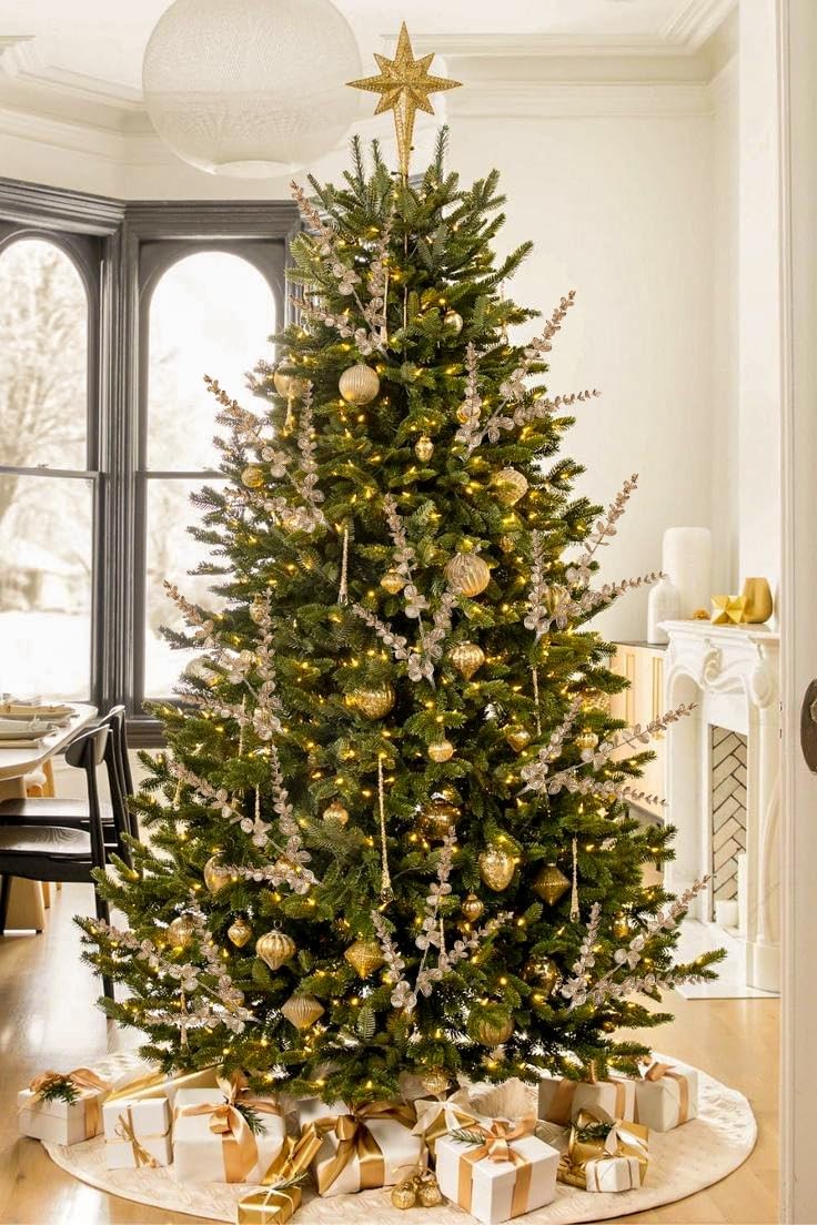8 Pcs Christmas Tree Picks and Sprays Champagne Glitter Christmas Picks 25.6″…