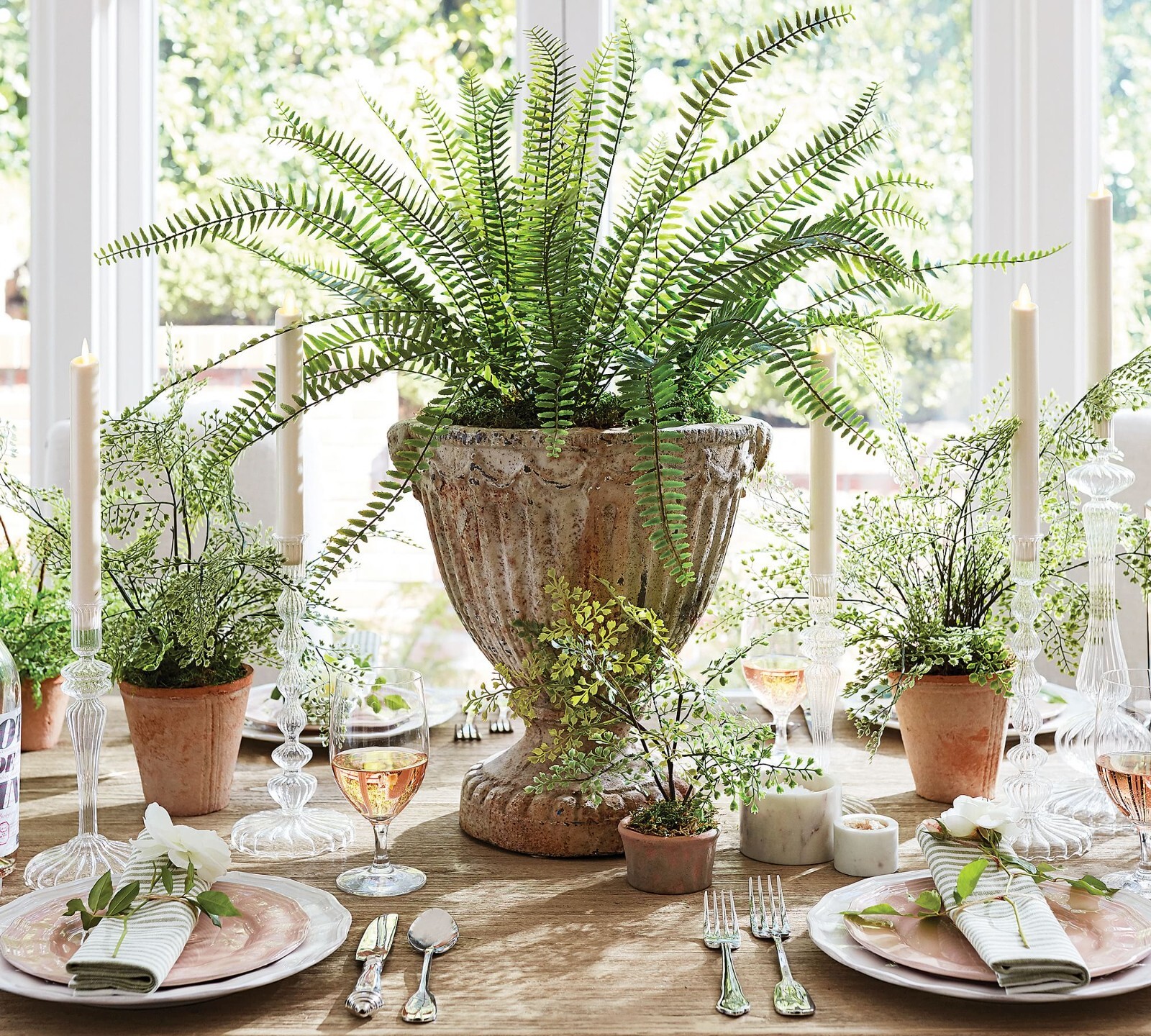 NEW Pottery Barn Faux Southern Mini Maiden Hair Fern in Terra Cotta Potted NWT