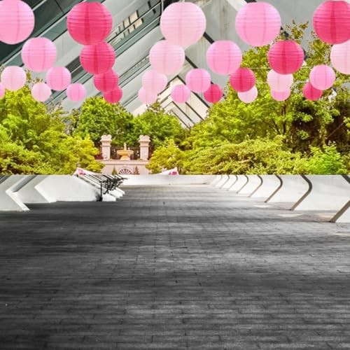 Paper Lanterns Decorative,Hanging Chinese Lanterns Indoor 4、6、8、10inch Pink