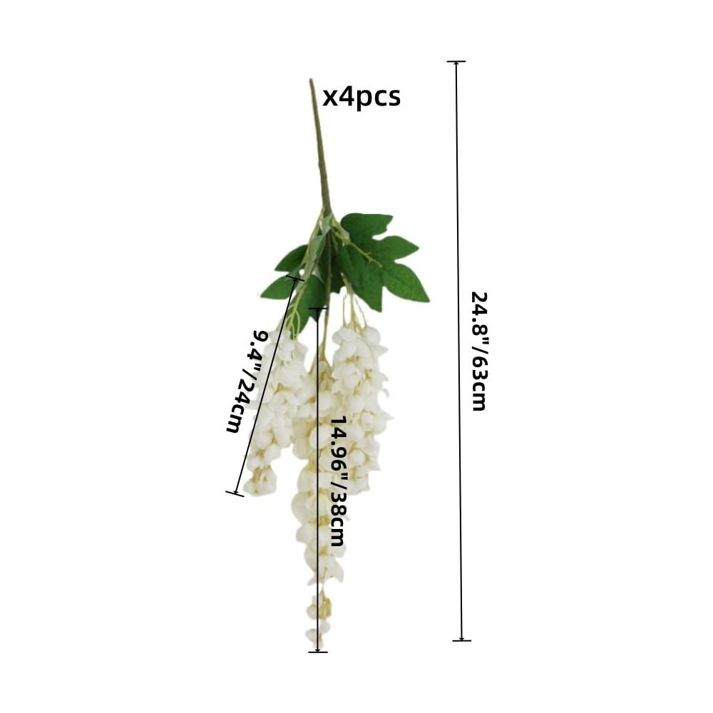 Artificial Wisteria Hanging Flowers 24.8 inch Fake Silk Garland for Wedding A…