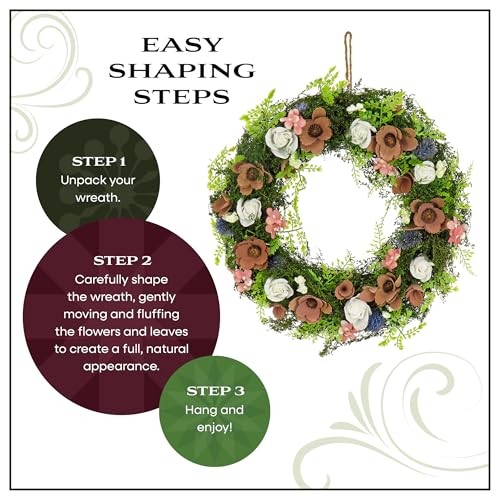 National Tree Company 18 inch Artificial Spring Wood Curl Wreath, Realistic