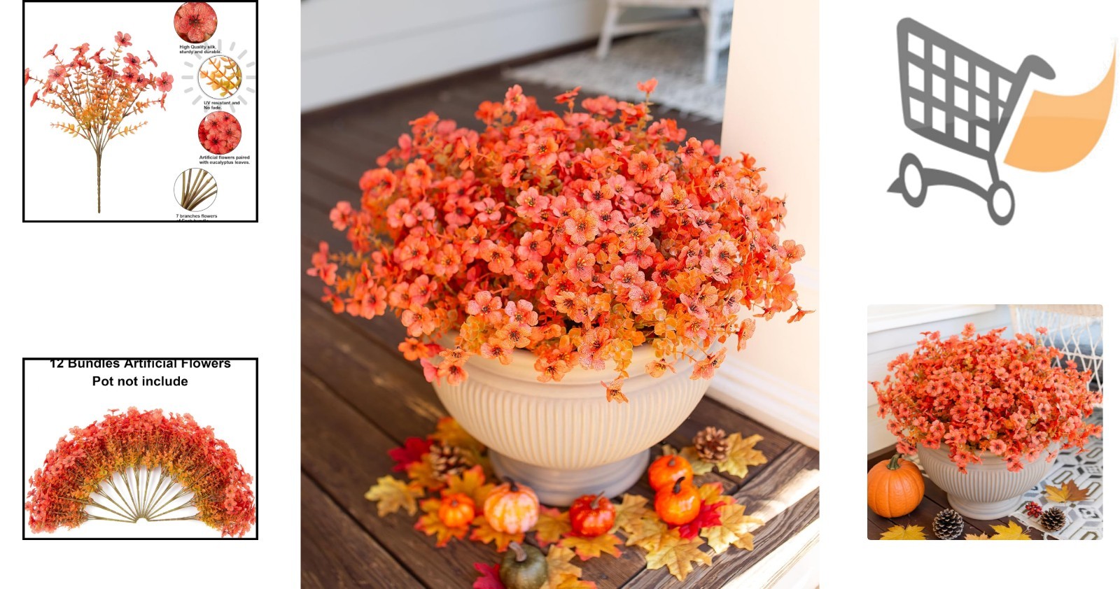 Artificial Fall Flowers Faux Mums for Outdoor Indoor Garden Home Decoration
