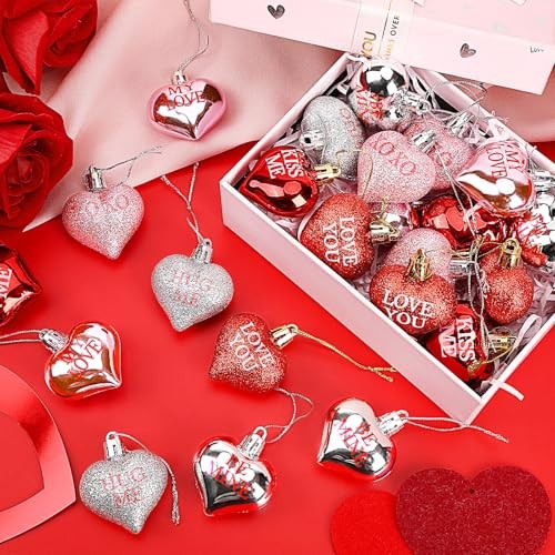 36Pcs Valentine’s Day Heart Shaped Ornaments Romantic Valentines Conversation